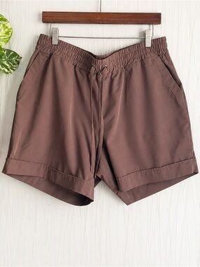 Mondetta Brown Athletic Shorts Womens Large Stretch Pull On Drawstring Casual